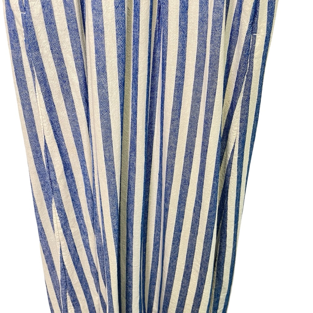Old Navy Linen Blend Fit & Flare Sleeveless Midi Dress Blue Stripe, Size S - Picture 11 of 14